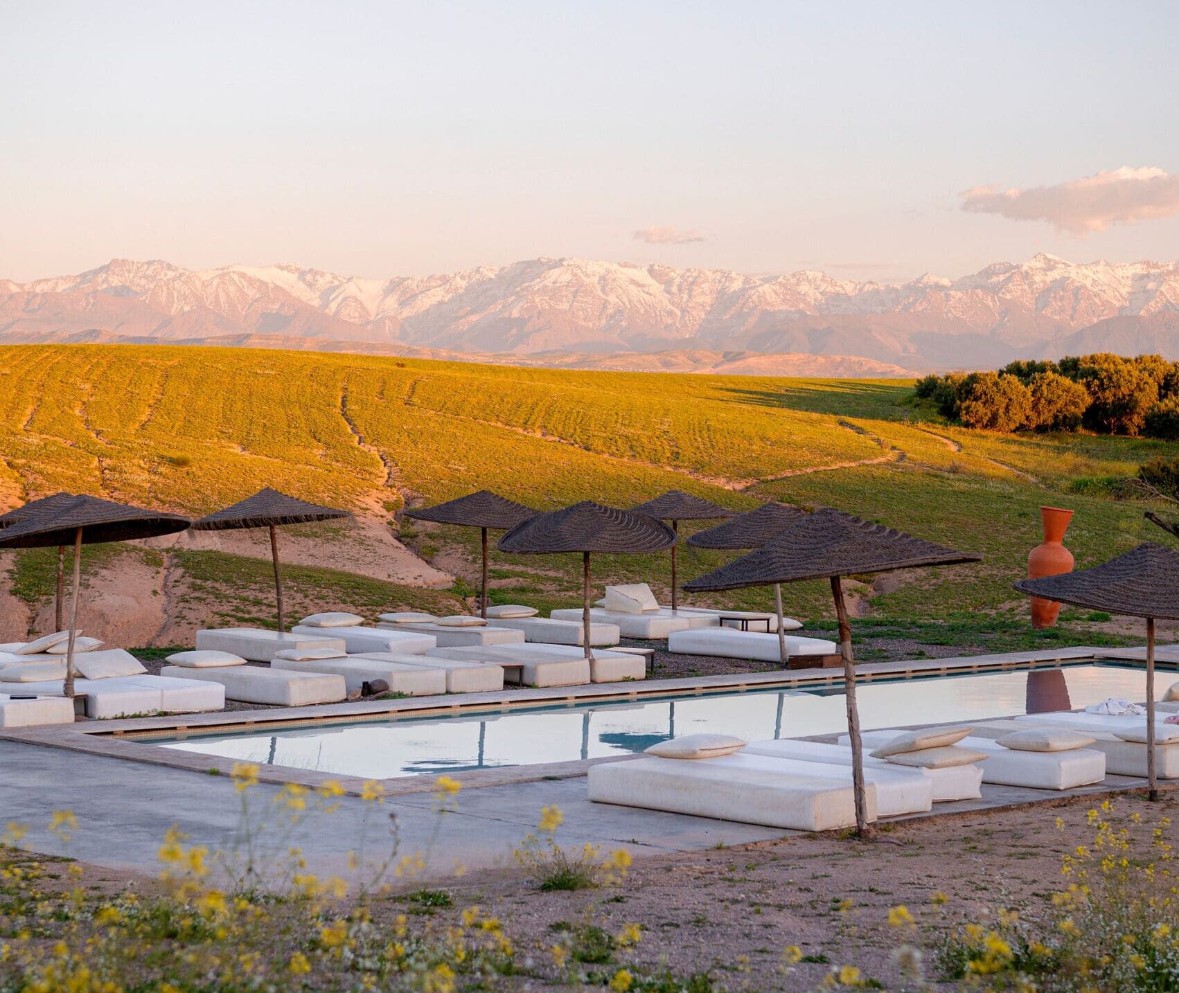 Piscine dans le désert d'Agafay